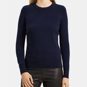 NWOT Theory Kaylenna Chevron Crewneck Sweater in Cashmere size M navy